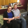 Sarah-Grace and Guy in the recording studio listening to some takes