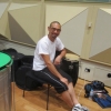 Kevin Man getting ready to record