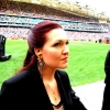Sarha-Grace taking a moment to look at the 83000 people stadium before heading centre field to conduct