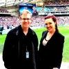 Guy Noble (MCO Patron) & Sarah-Grace Williams on the field before the NRL Grand Final Entertainment